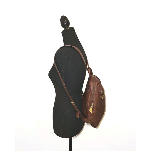 Libaire Leather Backpack Cognac Made in USA - 10x12x4 - Picture 5 of 14